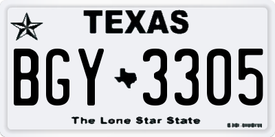 TX license plate BGY3305