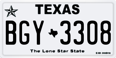 TX license plate BGY3308