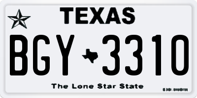 TX license plate BGY3310