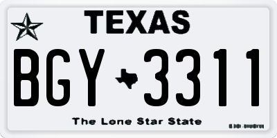 TX license plate BGY3311