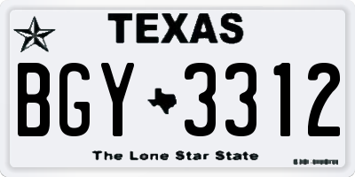 TX license plate BGY3312