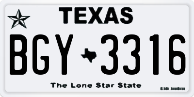 TX license plate BGY3316