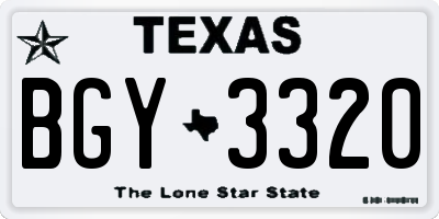TX license plate BGY3320