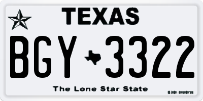 TX license plate BGY3322