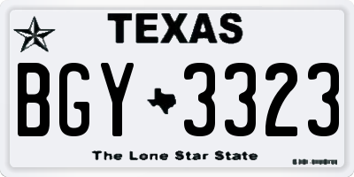 TX license plate BGY3323