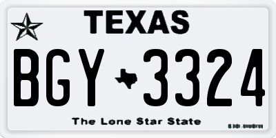 TX license plate BGY3324