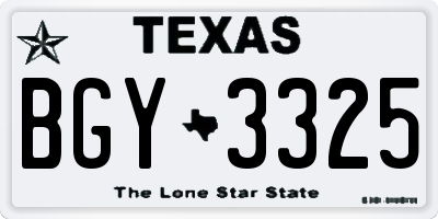 TX license plate BGY3325