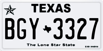 TX license plate BGY3327