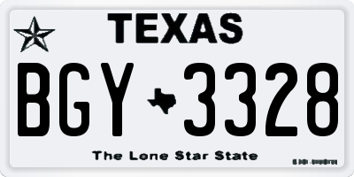 TX license plate BGY3328