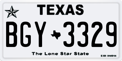 TX license plate BGY3329