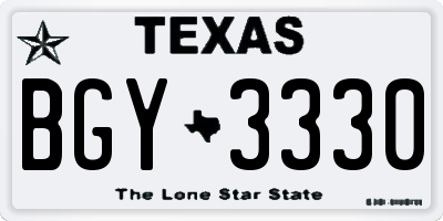 TX license plate BGY3330