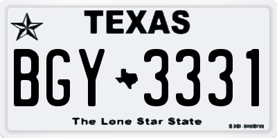 TX license plate BGY3331