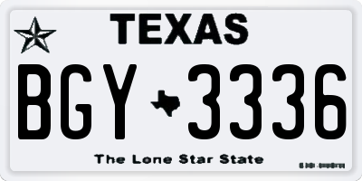 TX license plate BGY3336