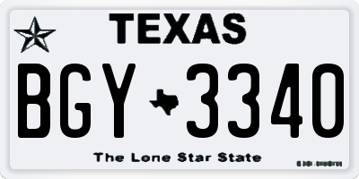TX license plate BGY3340