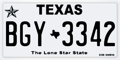 TX license plate BGY3342