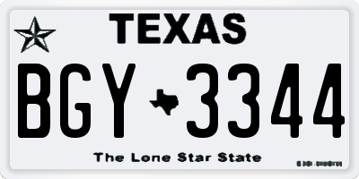 TX license plate BGY3344