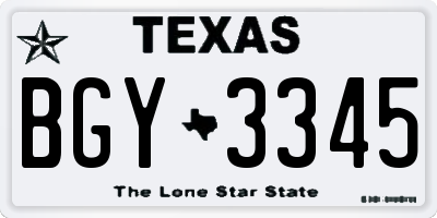 TX license plate BGY3345