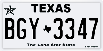 TX license plate BGY3347