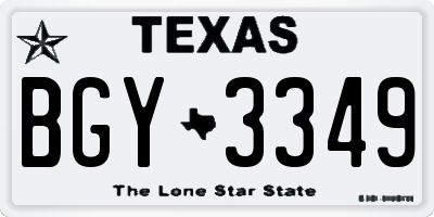 TX license plate BGY3349