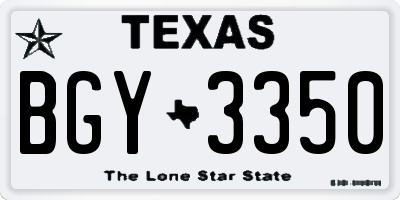 TX license plate BGY3350