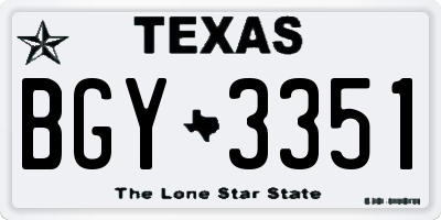 TX license plate BGY3351