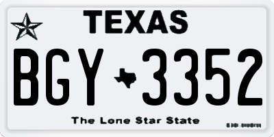 TX license plate BGY3352