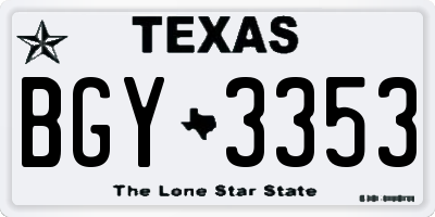TX license plate BGY3353