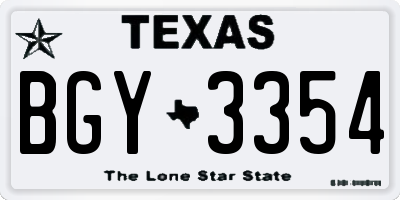 TX license plate BGY3354