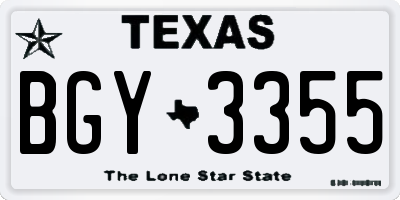 TX license plate BGY3355