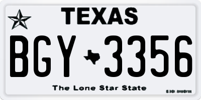 TX license plate BGY3356