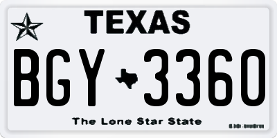 TX license plate BGY3360