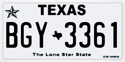 TX license plate BGY3361