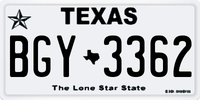 TX license plate BGY3362