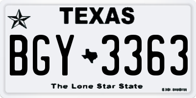 TX license plate BGY3363