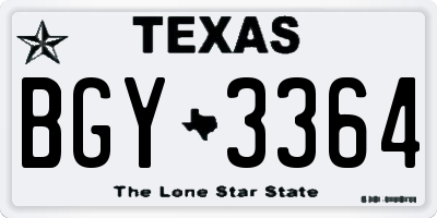 TX license plate BGY3364