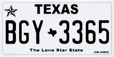 TX license plate BGY3365
