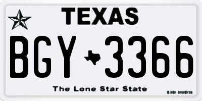 TX license plate BGY3366