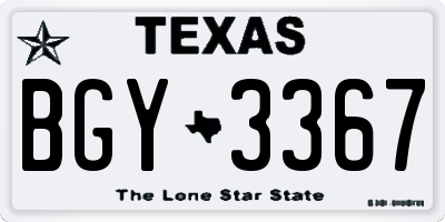 TX license plate BGY3367