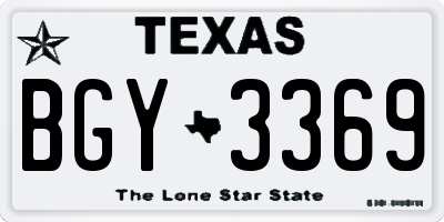 TX license plate BGY3369