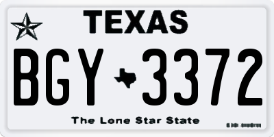 TX license plate BGY3372