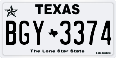 TX license plate BGY3374