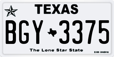 TX license plate BGY3375