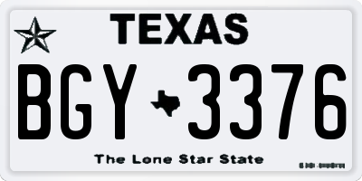 TX license plate BGY3376