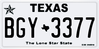 TX license plate BGY3377