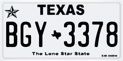 TX license plate BGY3378