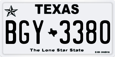TX license plate BGY3380