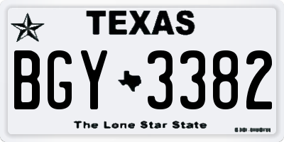 TX license plate BGY3382
