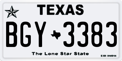 TX license plate BGY3383