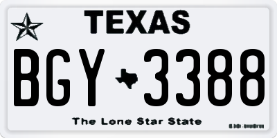TX license plate BGY3388