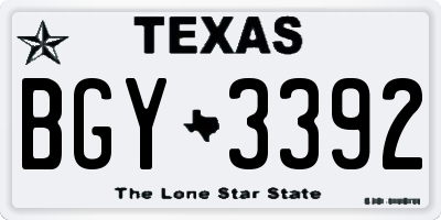 TX license plate BGY3392
